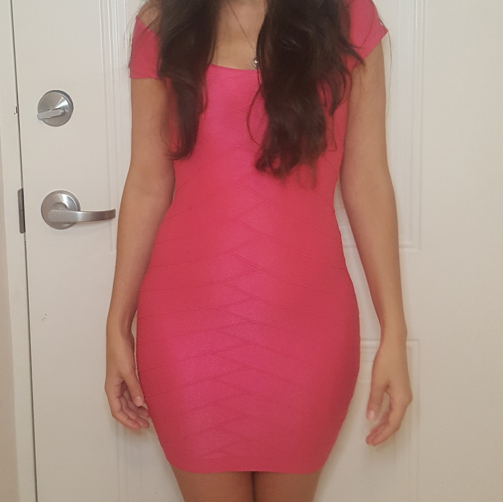 Bebe pink shine mini dress